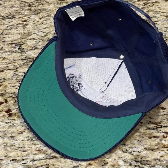 Vintage 90’s Salomon Corduroy Mountain Run Skiing SnapBack Cap Hat Blue